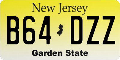 NJ license plate B64DZZ