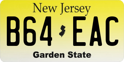 NJ license plate B64EAC