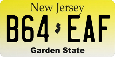 NJ license plate B64EAF