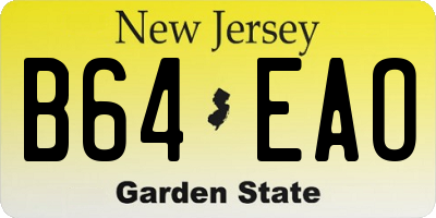 NJ license plate B64EAO