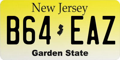 NJ license plate B64EAZ