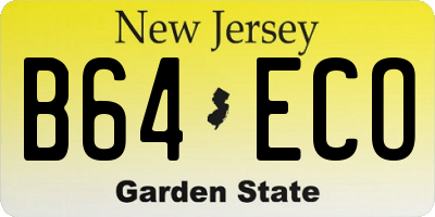 NJ license plate B64ECO