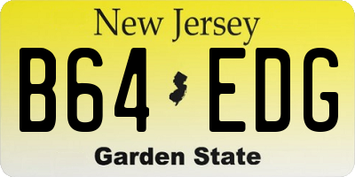 NJ license plate B64EDG