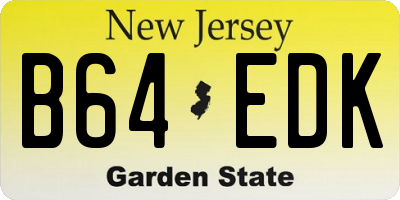 NJ license plate B64EDK