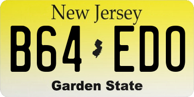 NJ license plate B64EDO