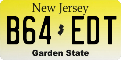 NJ license plate B64EDT