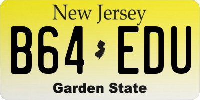 NJ license plate B64EDU