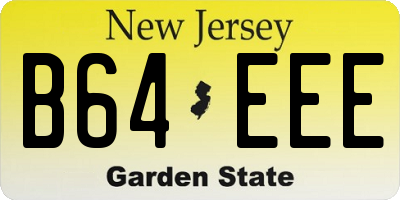 NJ license plate B64EEE