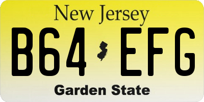 NJ license plate B64EFG