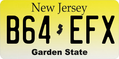 NJ license plate B64EFX