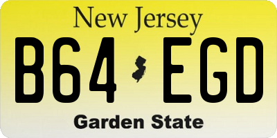 NJ license plate B64EGD