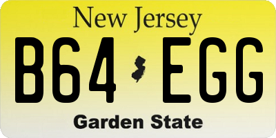NJ license plate B64EGG