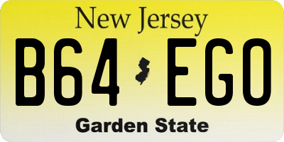 NJ license plate B64EGO