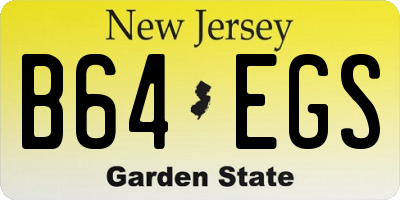 NJ license plate B64EGS