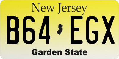 NJ license plate B64EGX