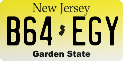 NJ license plate B64EGY