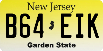 NJ license plate B64EIK