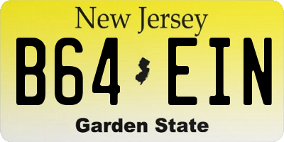 NJ license plate B64EIN