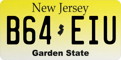 NJ license plate B64EIU