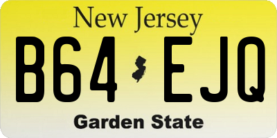 NJ license plate B64EJQ