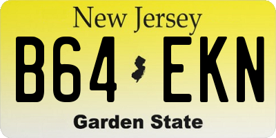 NJ license plate B64EKN