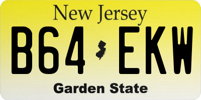 NJ license plate B64EKW