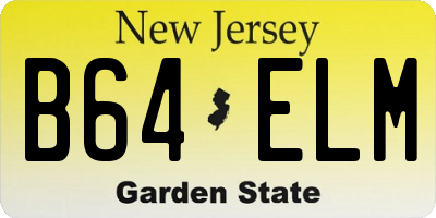 NJ license plate B64ELM