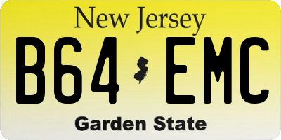 NJ license plate B64EMC