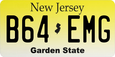 NJ license plate B64EMG
