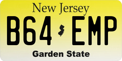 NJ license plate B64EMP