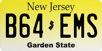 NJ license plate B64EMS