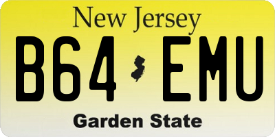 NJ license plate B64EMU