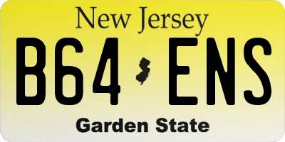 NJ license plate B64ENS