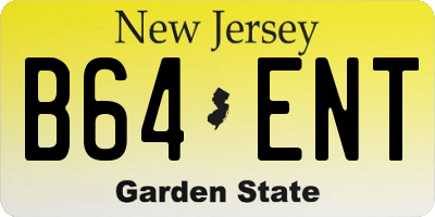NJ license plate B64ENT