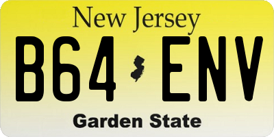 NJ license plate B64ENV