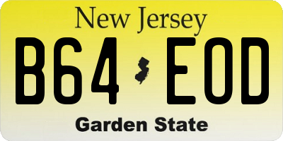 NJ license plate B64EOD