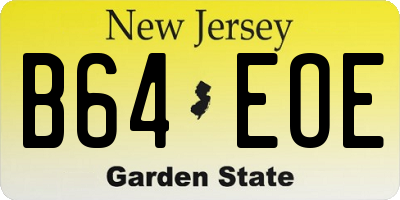 NJ license plate B64EOE