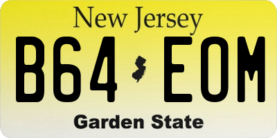 NJ license plate B64EOM