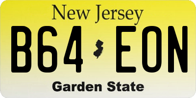 NJ license plate B64EON