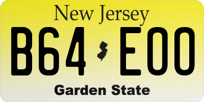 NJ license plate B64EOO