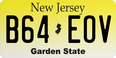NJ license plate B64EOV