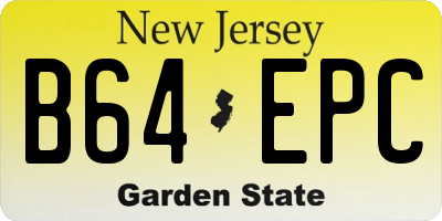 NJ license plate B64EPC