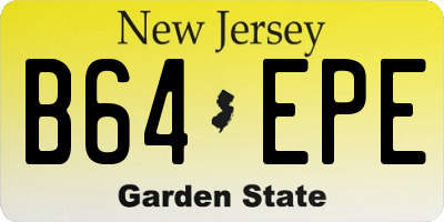 NJ license plate B64EPE
