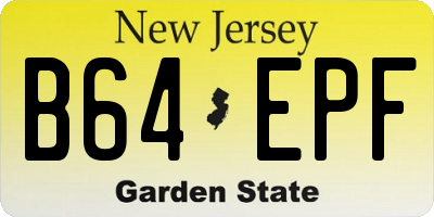 NJ license plate B64EPF