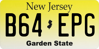 NJ license plate B64EPG