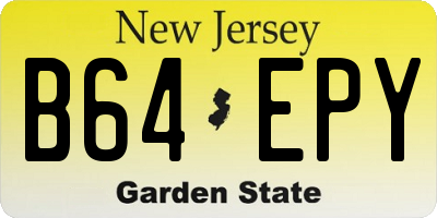 NJ license plate B64EPY