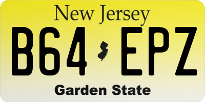 NJ license plate B64EPZ