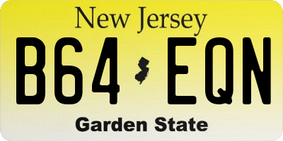 NJ license plate B64EQN