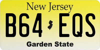 NJ license plate B64EQS