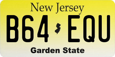 NJ license plate B64EQU